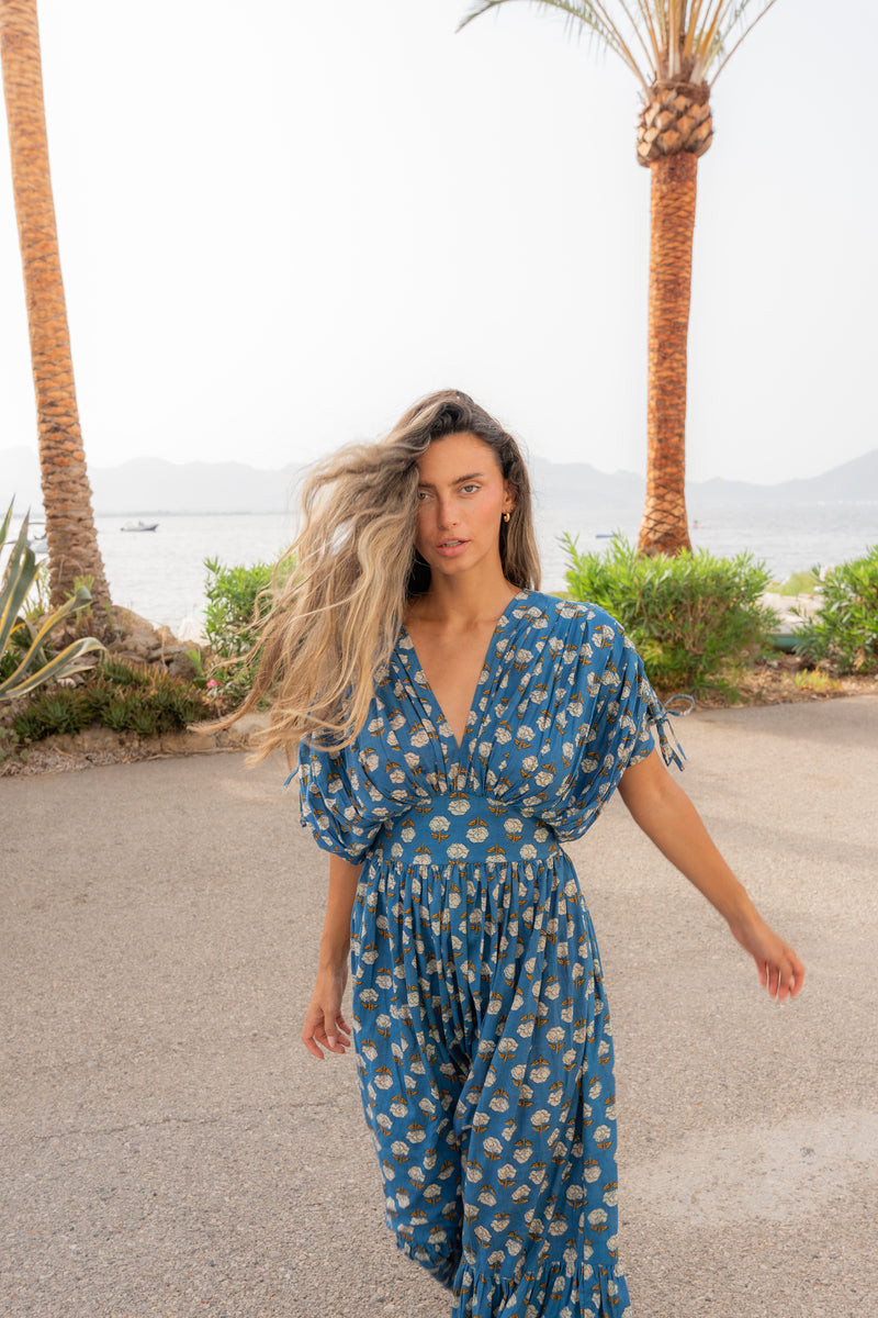 Block Print Clara Dress Yellow / STANDARD