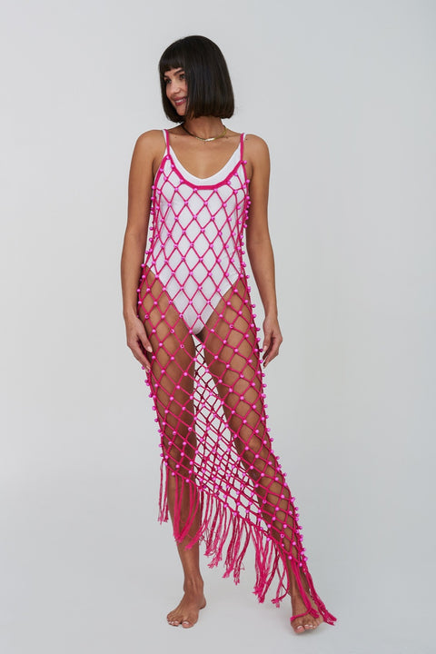 Crochet Beaded Asymmetric Dress