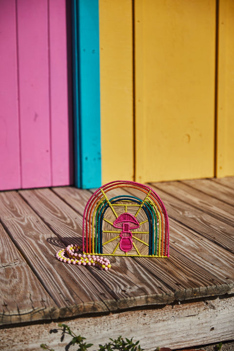 Rainbow Raffia Handbag