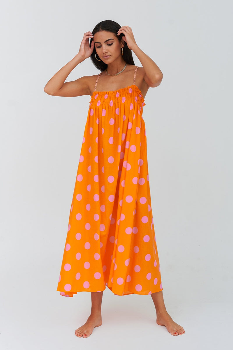 open lace back dress Polka Dot Midi Dress– pītusa