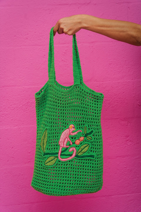 Crochet Embroidered Tote Bag