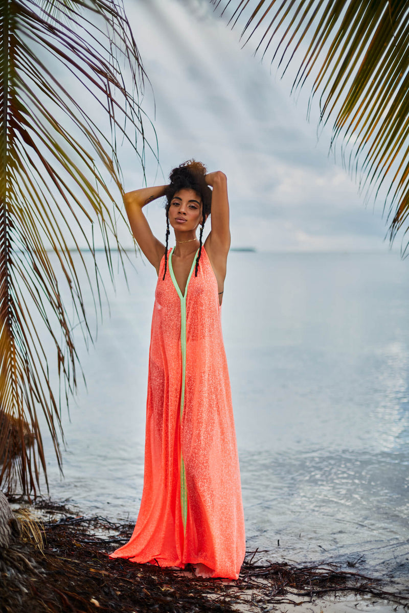 V-Neck Flare Maxi