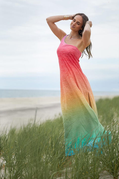 One-shoulder Rainbow Dress