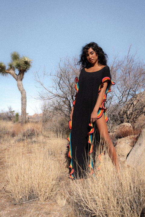 Pima Open Side Ruffle Kaftan