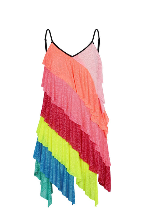 Asymmetric Mini Rainbow Dress