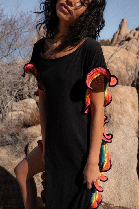 Pima Open Side Ruffle Kaftan