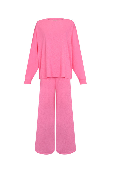 Basic PJ Pullover Top & Wide Leg Pant Set