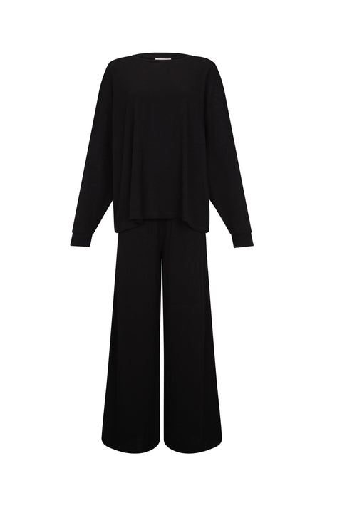 Basic PJ Pullover Top & Wide Leg Pant Set