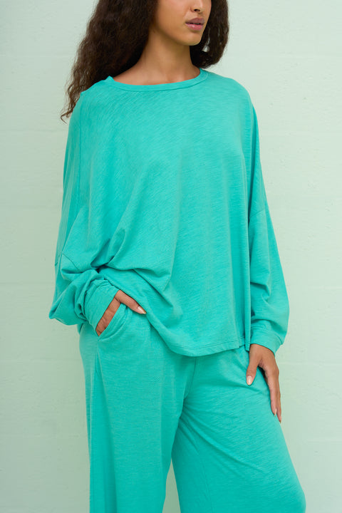 Basic PJ Pullover Top & Wide Leg Pant Set