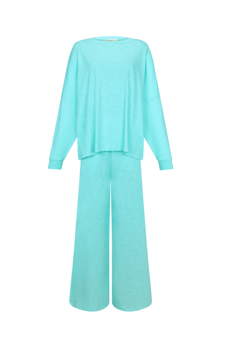 Basic PJ Pullover Top & Wide Leg Pant Set