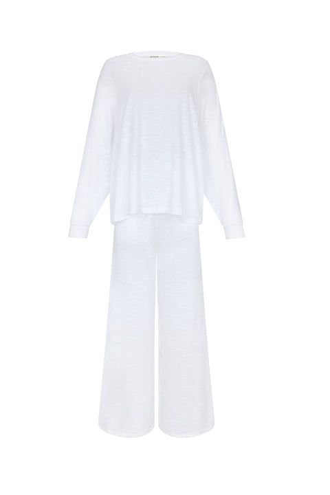 Basic PJ Pullover Top & Wide Leg Pant Set