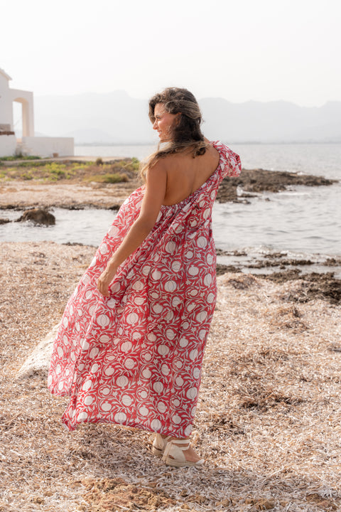 Block Print One Shoulder Dress