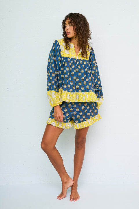 Block Print Boho Top & Shorts Set