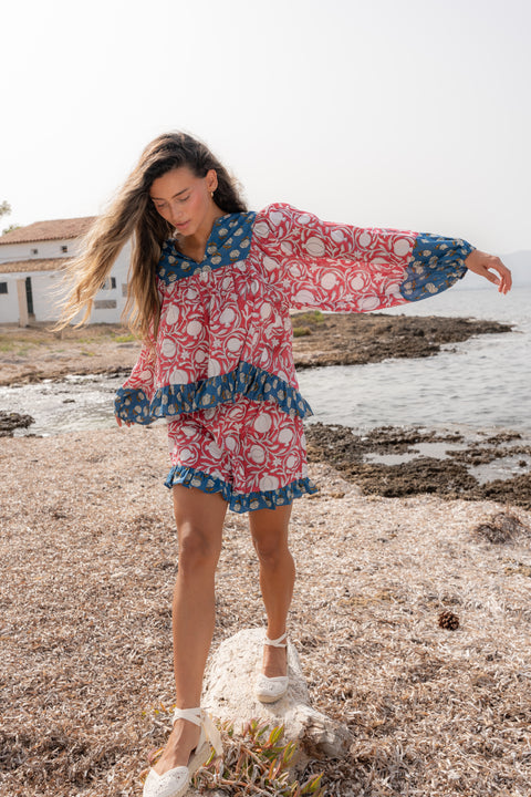 Block Print Boho Top & Shorts Set