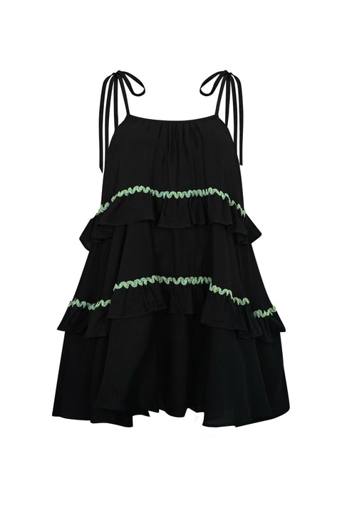 Beaded Ruffle Tiered Mini Dress