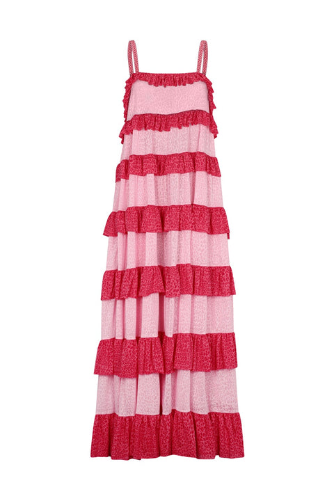 Colorblock Tiered Ruffle Dress