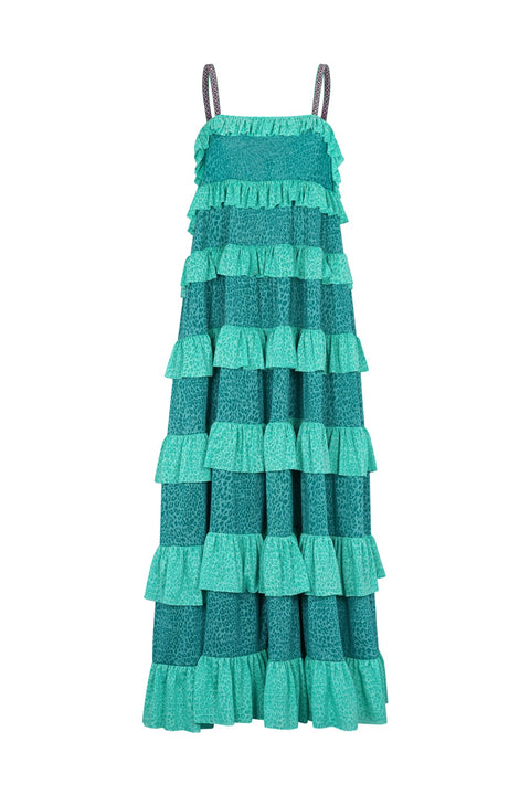 Colorblock Tiered Ruffle Dress