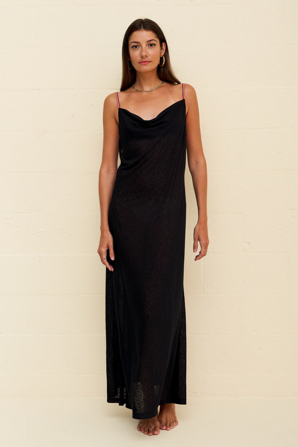 Cowl Neck Slip Dress Black / STANDARD Cowl Neck Slip Dress Black / STANDARD