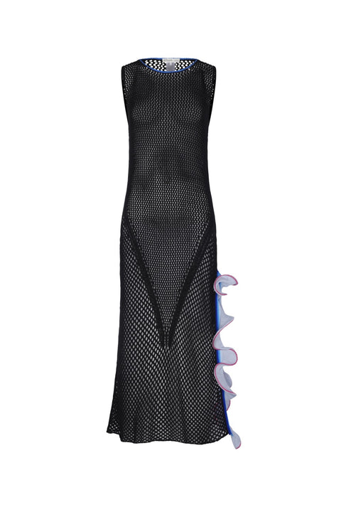 Crochet Ruffle Slit Dress