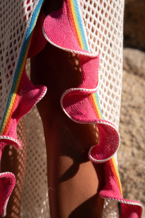 Crochet Ruffle Slit Dress