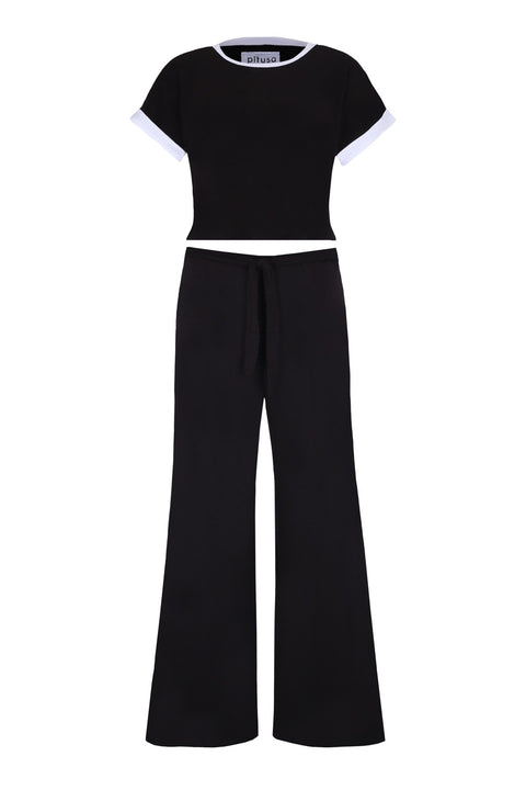 Basic Contrast Rib Top & Pant Set