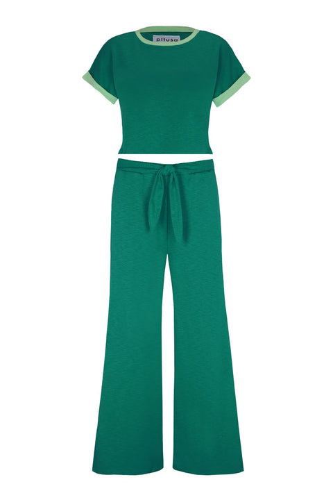 Basic Contrast Rib Top & Pant Set