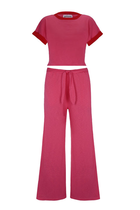Basic Contrast Rib Top & Pant Set