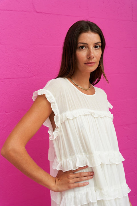 Cotton Tiered Ruffle Maxi