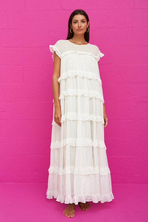 Cotton Tiered Ruffle Maxi