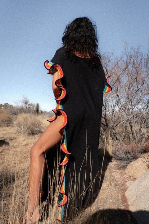 Pima Open Side Ruffle Kaftan