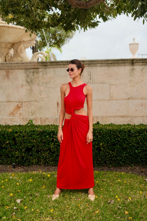 Robe torsadée à découpes