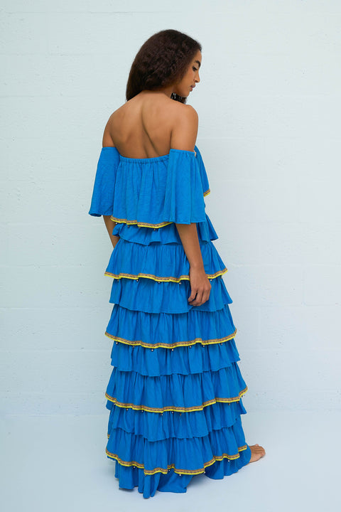 Evil Eye Strapless Top & Maxi Skirt Set