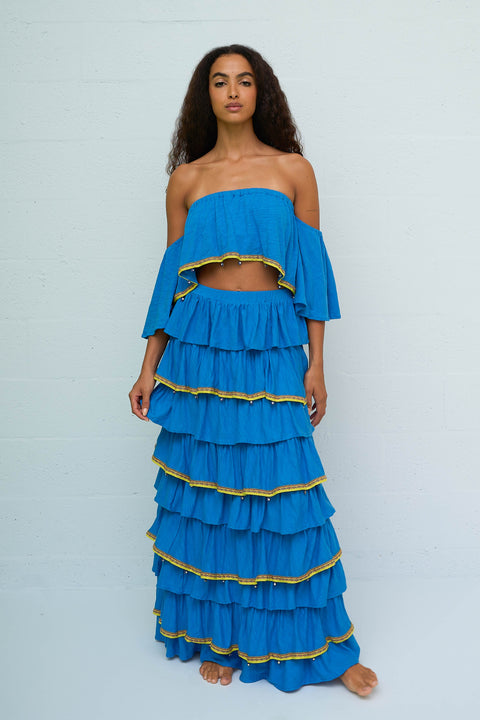 Evil Eye Strapless Top & Maxi Skirt Set