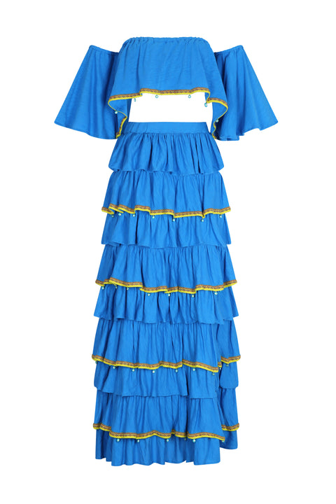 Evil Eye Strapless Top & Maxi Skirt Set