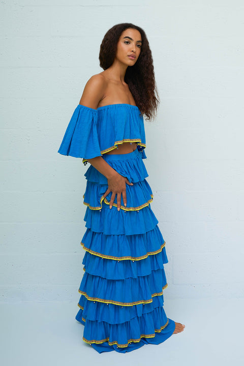 Evil Eye Strapless Top & Maxi Skirt Set
