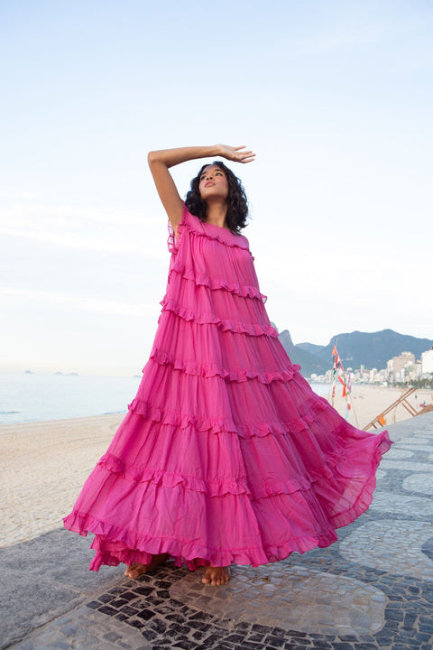 Cotton Tiered Ruffle Maxi