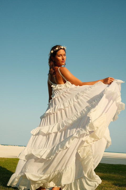 Beaded Strap Tiered Dress