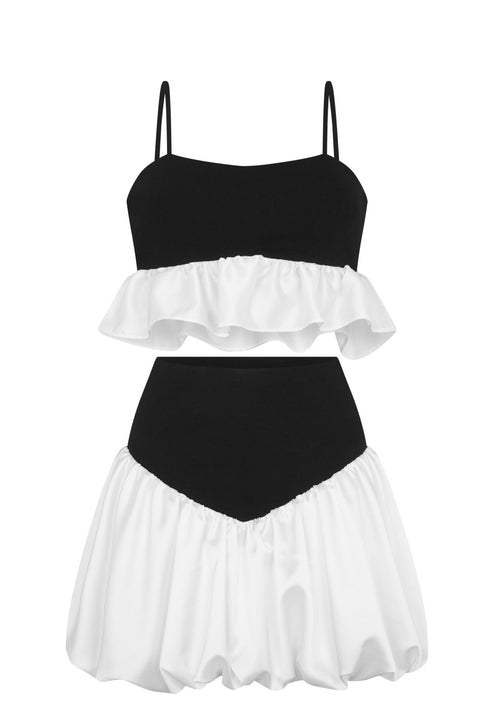 Knit Peplum Crop Top & Cloud Skirt Set