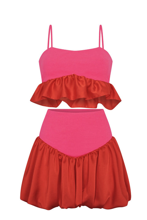 Knit Peplum Crop Top & Cloud Skirt Set