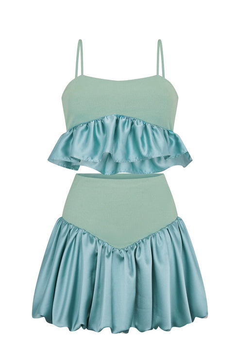 Knit Peplum Crop Top & Cloud Skirt Set