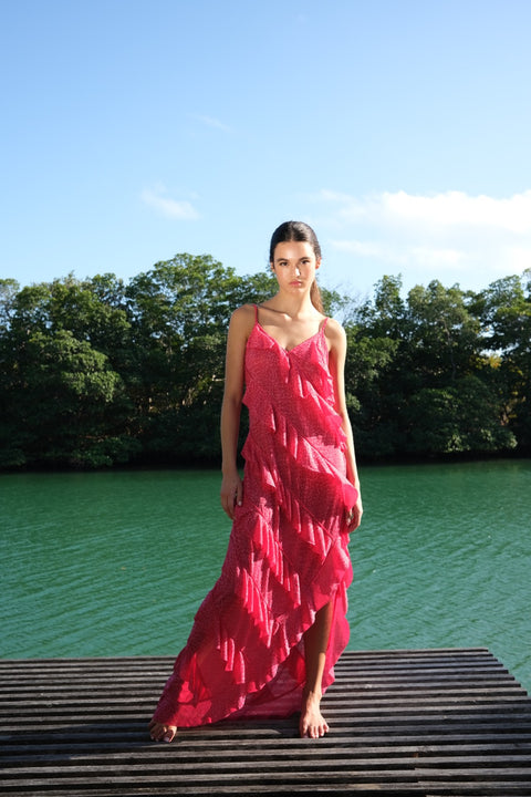 Mermaid Asymmetric Ruffle Dress