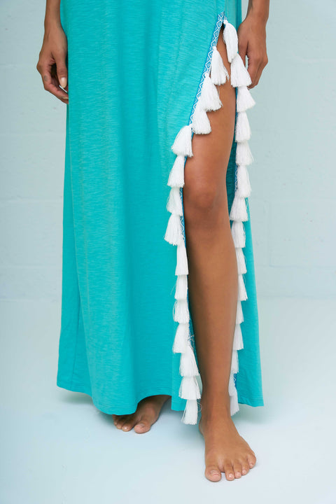 Monochromatic Tassel Slit Dress