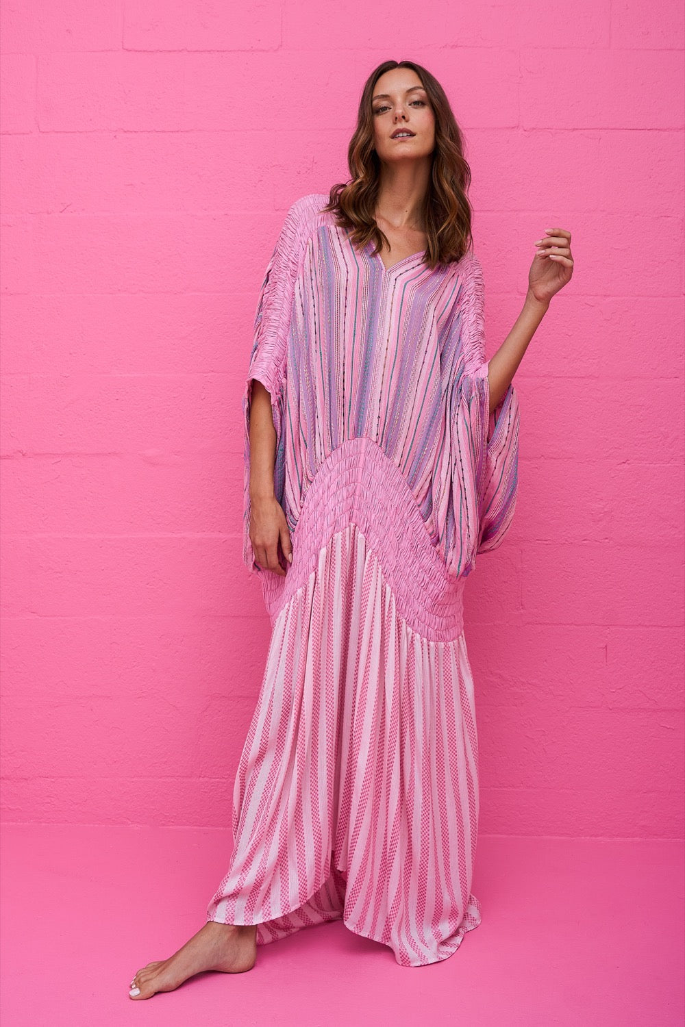 Olimpia Smocked Kaftan Pink / Petite