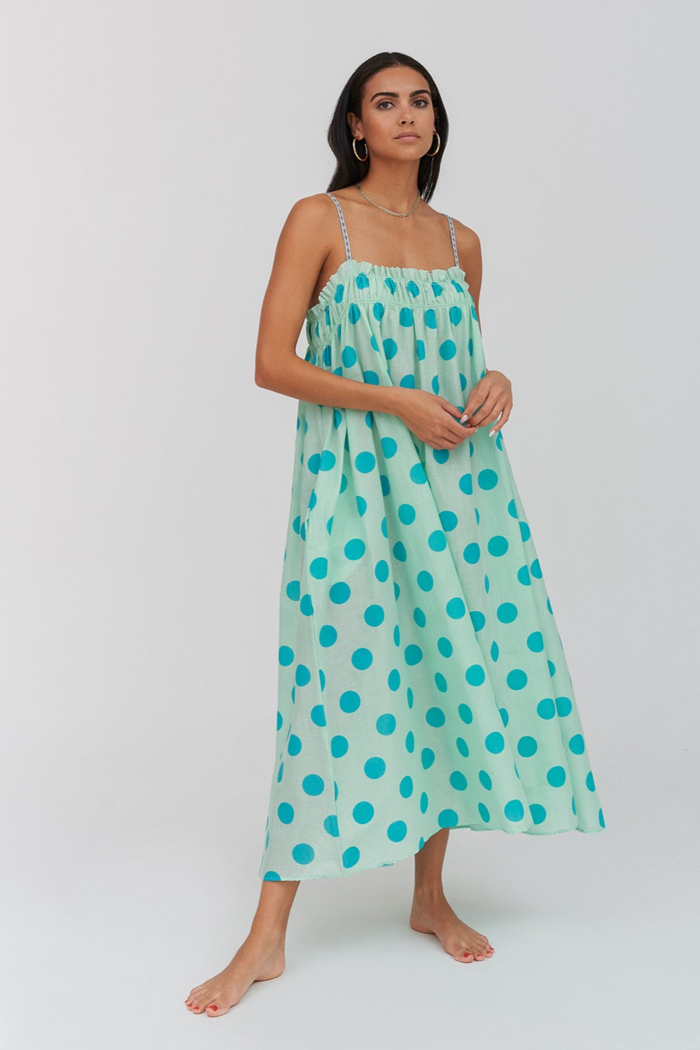 polka dot tea dress midi