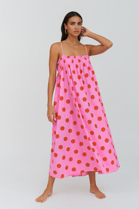 Vestido midi de lunares