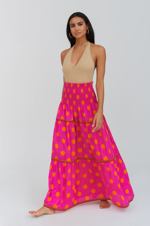 Vestido sin tirantes de lunares