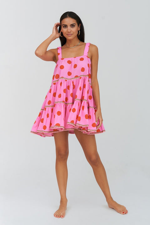 Mini-robe étagée à pois