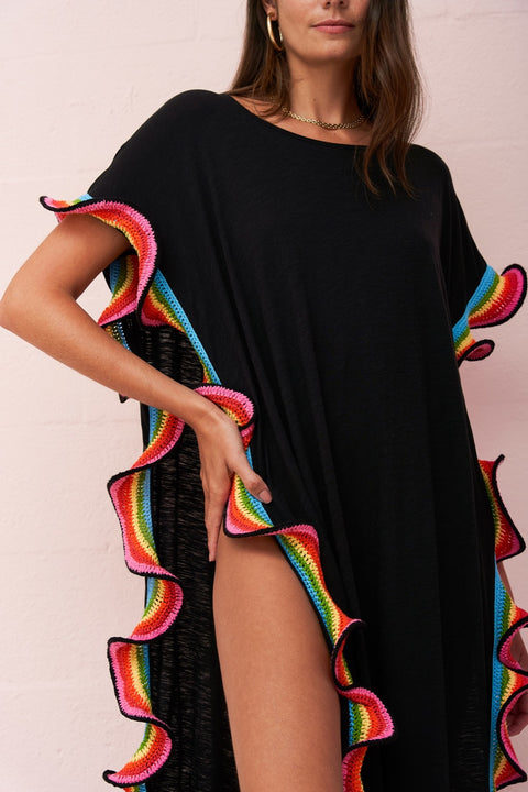 Pima Open Side Ruffle Kaftan