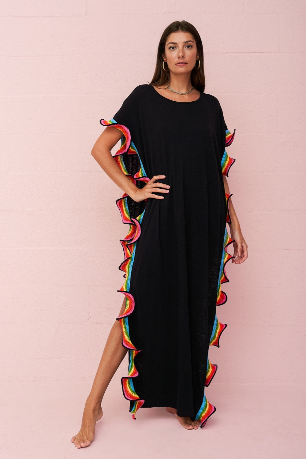 Pima Open Side Ruffle Kaftan ptusa Pima Open Side Ruffle Kaftan ptusa