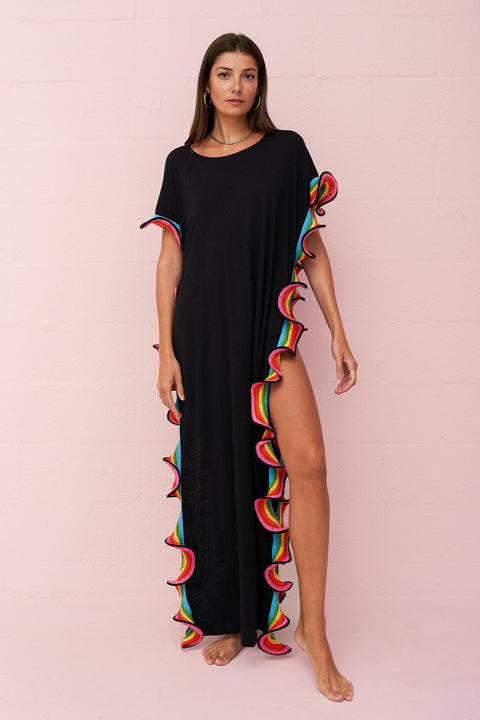 Pima Open Side Ruffle Kaftan